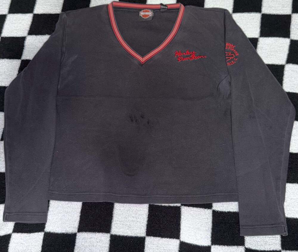 Harley-Davidson Lake Shore Libertyville IL Embroidered V-Neck Long Sleeve Shirt